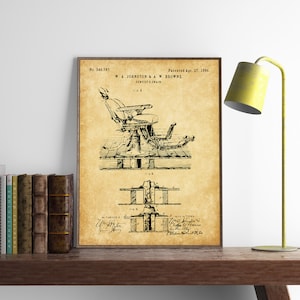 1886 Dentist&#39;s Chair Patent Print, Dental Patent Poster, Blueprint Art, Patent Illustration, Dentist Office Decor, INSTANT DOWNLOAD