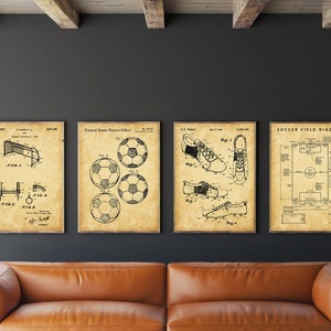 Fußball-Wand-Kunst, Set von 4, Fußball-Patent, WM-Poster, Fußball, Schuh, Ziel, Feld Poster, INSTANT DOWNLOAD