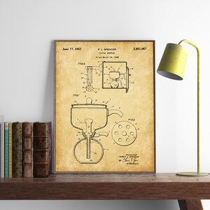 Coffee Brewing Patent Print, Coffee Maker Poster, Brewing Art, Kitchen Wall Decor, Kitchen Accessories, INSTANT DOWNLOAD