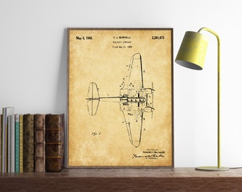 Militärische Flugzeug Patent, Flugzeug Druck, WWII Dekor, Luftfahrt-Wand-Kunst, Militärische Flugzeug Poster, INSTANT DOWNLOAD