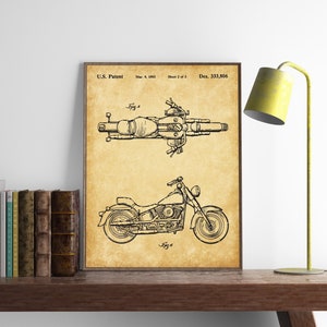 Harley Davidson Patent Print, Motorcycle Riders Gift, Motorcycle Blueprint Art, Harley Gift for Him, Motorcycle Club Decor, INSTANT DOWNLOAD