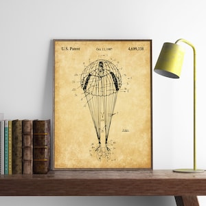 Parachute Patent Print, Paratrooper Poster, Airborne Wall Art, Air Force Decor,Aviation Art, INSTANT DOWNLOAD