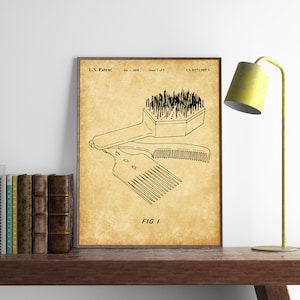Hair Brush Brevet Print, Brush Poster, Beauty Saloon Decor, Hair Dresser Decor, Bathroom Wall Art, Comb Poster, Coiffure, INSTANT DOWNLOAD