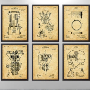 Motor interne Komponenten Patent Set von 6, Lager, Verbrennungsmotor, Getriebe, Kolben Patent, Geschenk für ihn, Wandkunst, INSTANT DOWNLOAD