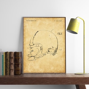 Football Helmet Patent Print, American Football Poster Printable, Sports Helmet Blueprint Art, Game Room Wall Art Decor, INSTANT DOWNLOAD
