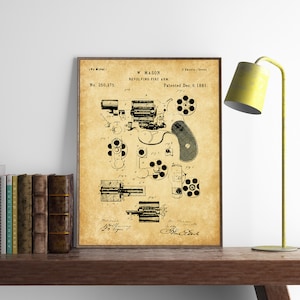 Mason Revolver Patent Print, Colt Revolver Poster, Firearm Blueprint, Officer Gift, Man Cave Decor, INSTANT DOWNLOAD