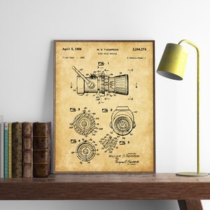 Fire Hose Nozzle Patent Print, Firehouse Decor, Firehose Art, Fireman Gift, Fire Fighting Poster Art, Vrijwilliger Brandweerman, INSTANT DOWNLOAD