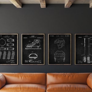 Hockey Patent Set of 4,Hockey Shoes Patent, Hockey Puck Poster, Hockey Stick Decor, Winter Sport Decor, INSTANT DOWNLOAD