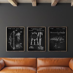 Archery Patent Set Of 3, Bow Patent, Arrow Poster, Archery Target Blueprint, Hunting Decor, Outdoor Sports, INSTANT DOWNLOAD