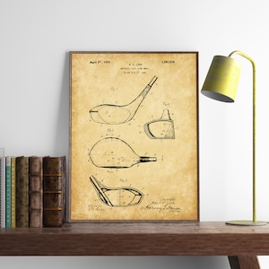 Golf Club Patent Print, Gift for Golf Players, Golf Clubhouse Wall Art, Golf Posters, Golf Gallery Wall Mancave Home Decor, INSTANT DOWNLOAD