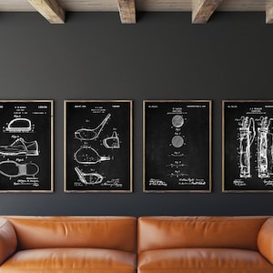 Golf Patent Set of 4, Golf Club Poster, Golf Ball Decor, Golf Shoes Print, Caddy Bag Art, INSTANT DOWNLOAD
