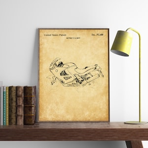 Impresión de la patente de la motocicleta, cartel de la moto de carreras, regalos del corredor, arte de la pared de la motocicleta, arte del plano de la moto, decoración de la cueva del hombre, descarga instantánea