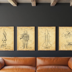 Space Patent Set of 4, Spacecraft Patent, Satellite Poster, Space Wall Art, Astronaut Suit, INSTANT DOWNLOAD