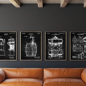 Beer Patent Set of 4, Beer Wall Decor, Beer Poster, Beer Printable, Brewery Art, Beer Pump, Brewing Beer, INSTANT DOWNLOAD