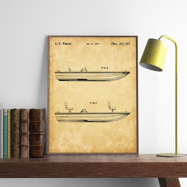 Impresión de la patente del barco de la pesca, arte del plano del barco, Chris Craft, cartel imprimible, regalos de navegación, arte de la pared de la pesca, descarga instantánea