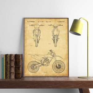 Dirt Bike Patent Print, Motorcycle Poster, Motosport Art, Motorbike Decor, Off Road Racing, Extreme Sports, Trail Bike, INSTANT DOWNLOAD