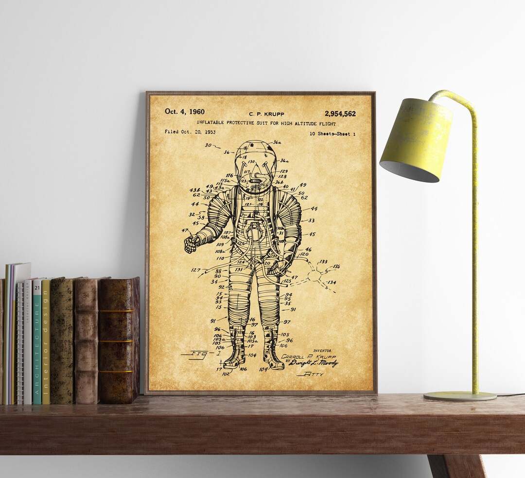 Space Suit Patent Print, NASA Blueprints, Space Wall Art, Astronaut ...