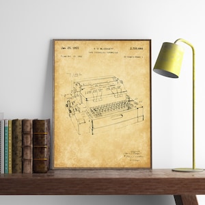 Typewriter Patent Print, Typewriter Poster, Vintage Wall Art, Blueprint Poster, Office Decor, INSTANT DOWNLOAD