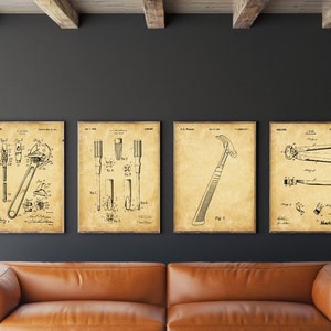 Tool Patent Print Set of 4, DIY Tool Posters, Workshop Poster,Screwdriver Patent, Wrench Poster,Vice Patent, Hammer Poster, INSTANT DOWNLOAD