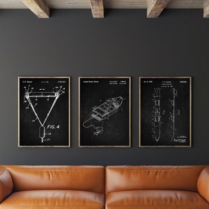 Water Skiing Patent Print Set of 3, Slalom Water Ski Patent, Water Ski Tow Bar Poster, Water Ski Boat Blueprint Wall Art, INSTANT DOWNLOAD