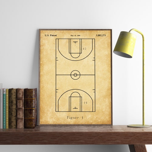 Basketball Court Blueprint Art Basketball Poster Print - Etsy