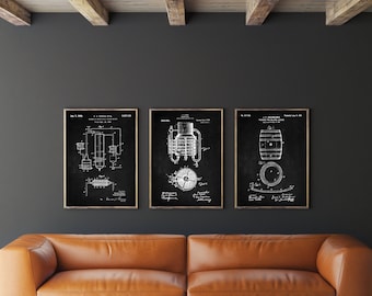 Whiskey Patent Print Set of 3, Whiskey Invention, Vintage Whiskey, Bourbon Whiskey, Whisky Industry, Bar Wall Art, INSTANT DOWNLOAD