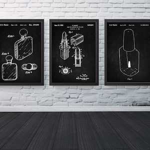 Woman Fashion Patent Set of 3, Patent Wall Art, Ladies Fashion And Beauty, Lip Sticks, Nail Polish, Perfume, Fashion Poster,INSTANT DOWNLOAD