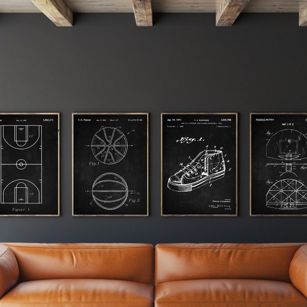 Basketball Patent Set of 4, Basketball Hoop Art, Basketball Poster, Sneaker Patent, NBA, Gift for Him, INSTANT DOWNLOAD