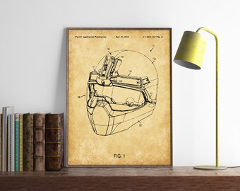 Tactical Helmet Patent Print, Paratrooper Helmet Poster, Military Wall Art, INSTANT DOWNLOAD