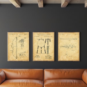 Archery Patent Set Of 3, Bow Patent, Arrow Poster, Archery Target Blueprint, Hunting Decor, Outdoor Sports, INSTANT DOWNLOAD