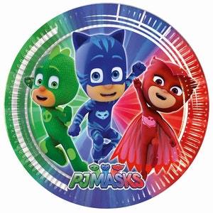 PJ Masks Party Decor Supplies, Owlette Gekko and Cat Boy balloons, Table ware, Invitaitions image 2