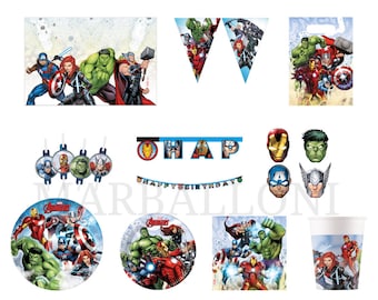 Avengers Infinity Stones Marvel Party Decor Supplies Tableware Balloons Napkins Plates Table cover Banner Cups Straws