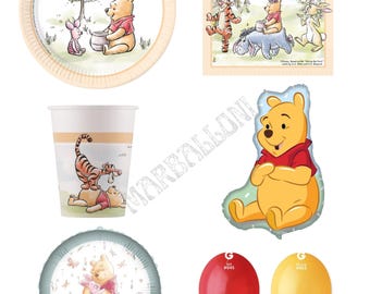 Winnie The Pooh Birthday Party Supplies:  Plates, Cups, Balloons, Napkins, Table Cover Party Decor