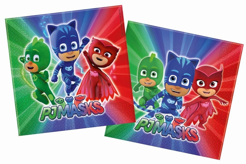 PJ Masks Party Decor Supplies, Owlette Gekko and Cat Boy balloons, Table ware, Invitaitions image 5