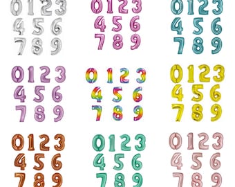 Foil Number Balloons 30" in Pink Gold, Silver, Blue, Mint, Pink, Copper, Lavender, Rainbow Color for Birthday party, Foil Balloon Numbers