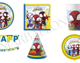 Artículos para fiestas de Spidey, decoración para fiestas, recuerdos para fiestas, vajilla, globos, servilletas, platos, mantel, pancarta, vasos. Spidey y sus increíbles amigos.