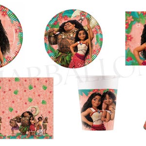 Forniture per decorazioni per feste MOANA 2 Stoviglie Palloncini Tovaglioli Piatti Tovaglia Striscione Bicchieri Inviti Palloncini in foil Moana 2 Festa di compleanno Moana