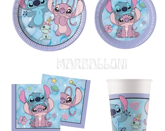 Angel Cute & Stitch Birthday Party Supplies: Plates, Cups, Balloons, Napkins, Table Cover Party Decor