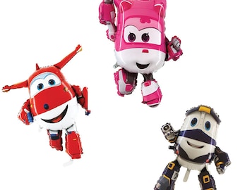 39 &quot;Super Wings Foil Mylar Ballon, Geburtstagsparty Bedarf Dekoration, Ballons Roboter Zug Schlüssel Dizzy, Jet Folienballon