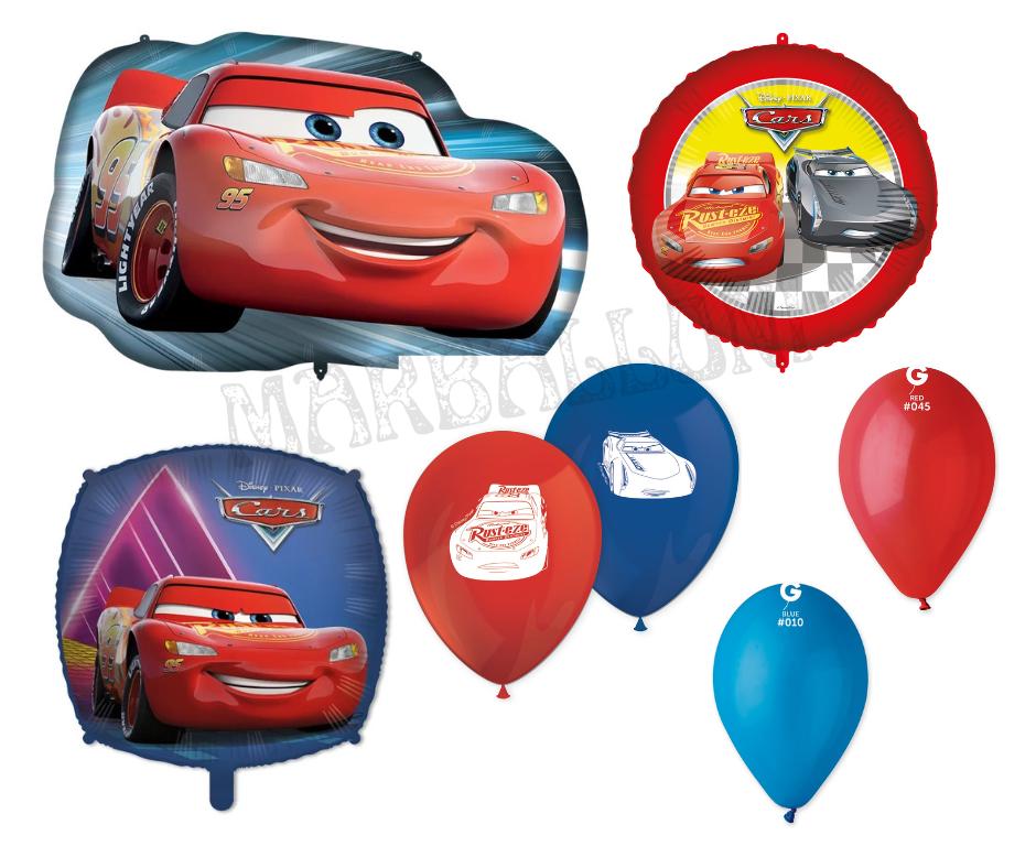 Cars Mcqueen Foil Balloons Set: Supersized, Round, Printed Balloons ...
