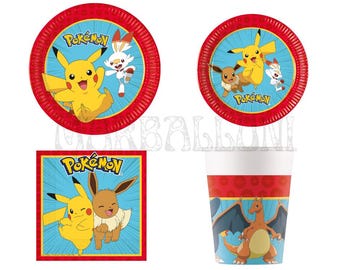 Pokemon Party Supplies Party Decor Party Favor Tableware Balloons Napkins Plates Table cover Banner Cups Pokemon