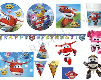 Super Wings Party Decoration Supplies  Jett Balloons  Napkins  Plates   Banner Cups