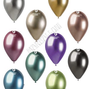 Gemar Latex Shiny Balloons, Chrome Balloons, All colors and sizes: 5", 13", 19"