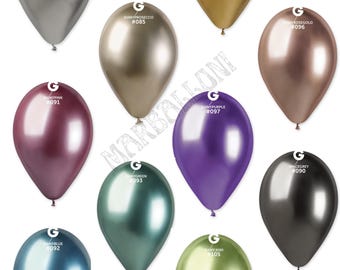 Gemar Latex Shiny Balloons, Chrome Balloons, All colors and sizes: 5", 13", 19"