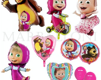 Masha and the Bear balloons- Biking Masha, Birthday Party Balloon Masha