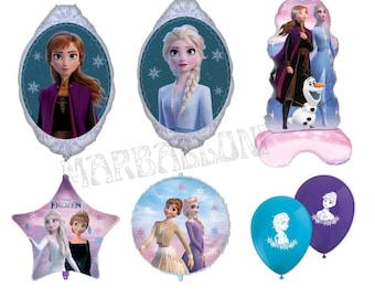 Set de globos de aluminio de Frozen 2: globos impresos, redondos y de gran tamaño para decoración de fiestas de Elsa, Anna y Olaf.