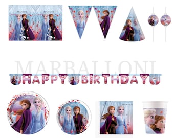 Artículos para fiesta de cumpleaños de Frozen 2: vajilla, pancarta y globos