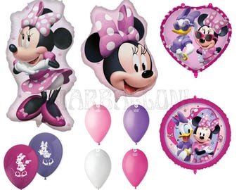 Set de globos metalizados de Minnie Mouse: Globos extragrandes, redondos e impresos para decoración de fiestas