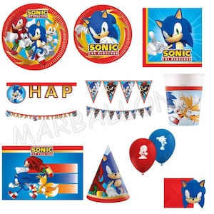 SONIC Hedgehog Party Supplies Decorazioni per feste Bomboniere Stoviglie Palloncini Tovaglioli Piatti Tovaglia Banner Bicchieri