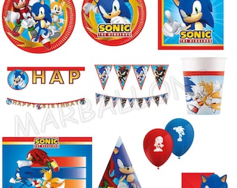 SONIC Hedgehog Party Supplies Party Decor Party Favor Tableware Balloons Napkins Plates Table cover Banner Cups